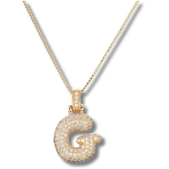 Pendant Bubble Letter Initial "G" Pendant w/Chain - Picture 1 of 7